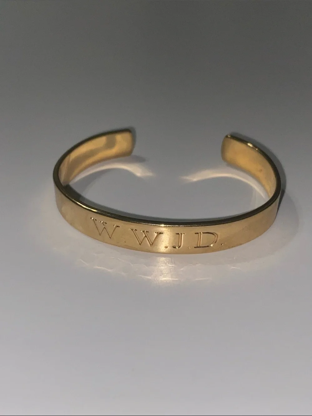Gold Tone Engraved 'W.W.J.D.' Cuff Small Bracelet